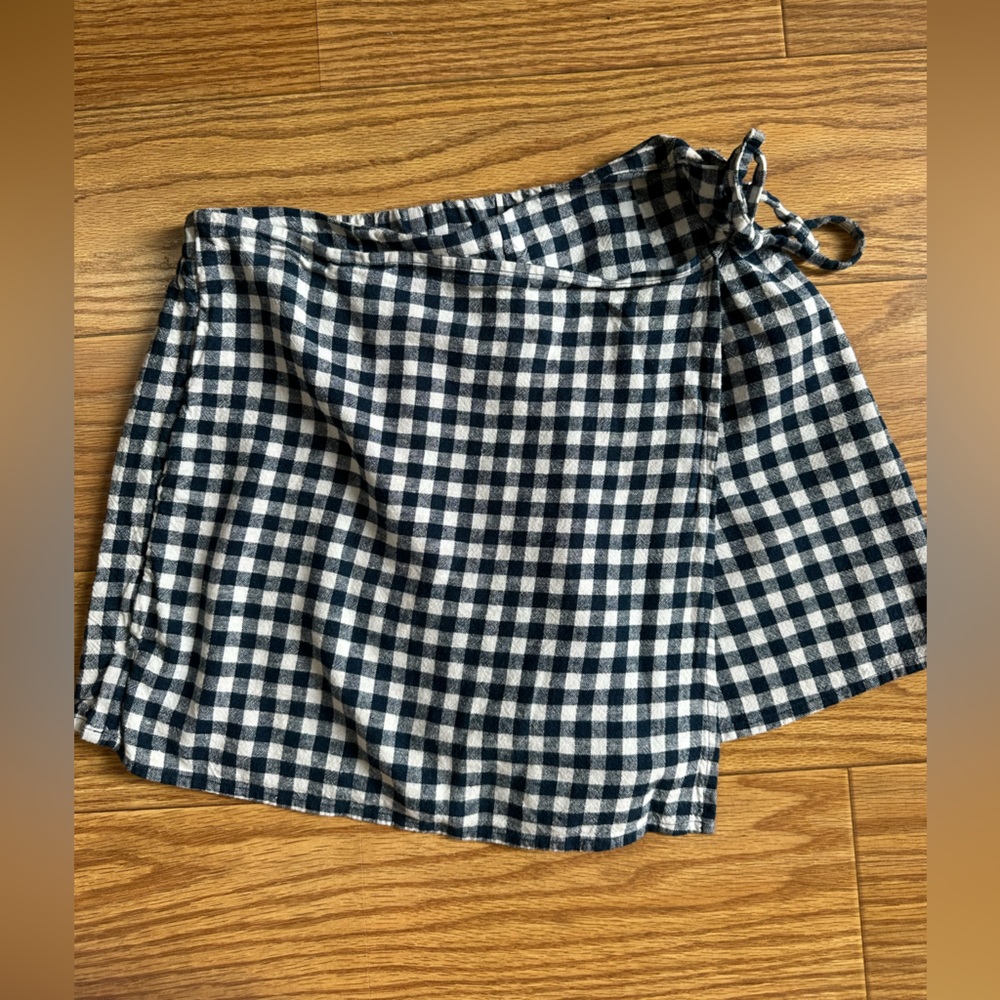 Navy and White Checkered Skirt